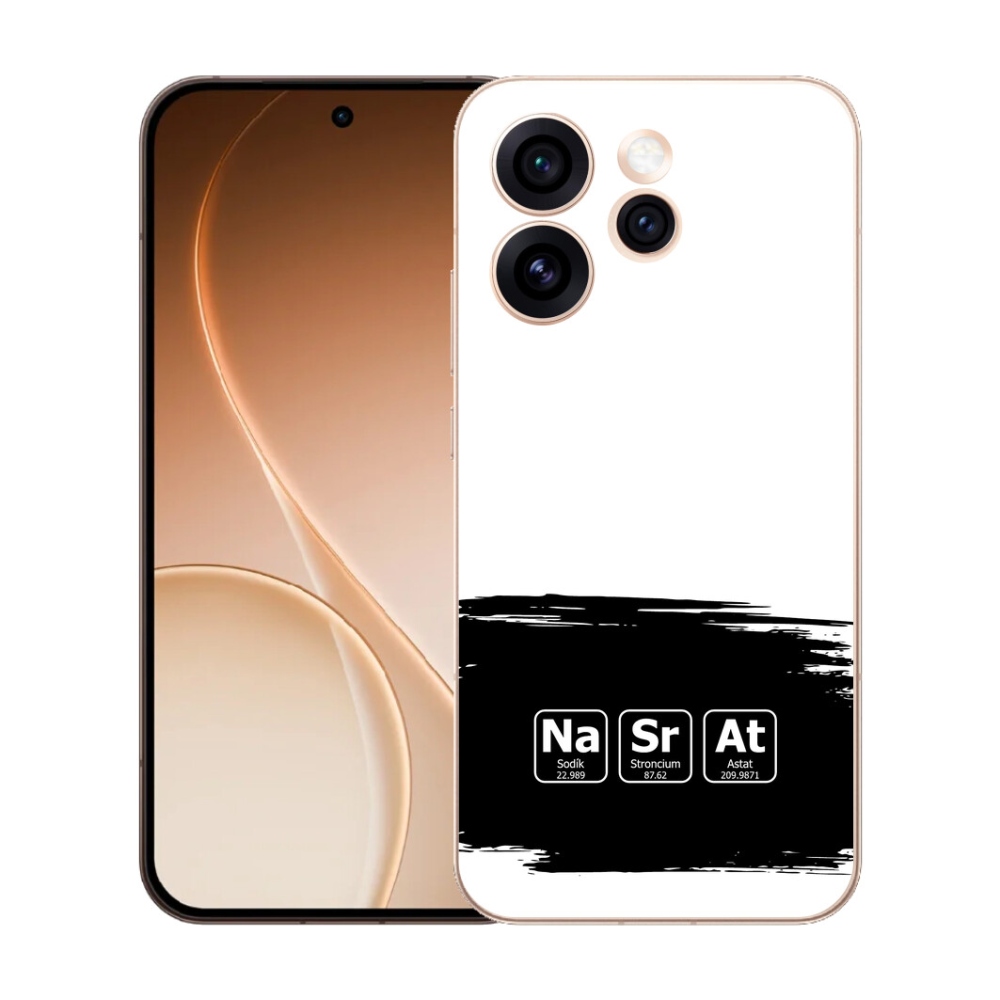 mmCase gél tok az Oppo Reno 15 Pro 5G-hez – kémiai elemek fekete-fehér háttérrel