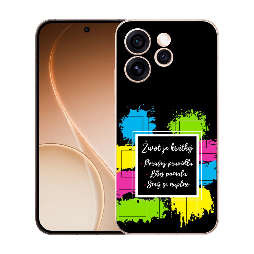 mmCase gél tok az Oppo Reno 15 Pro 5G-hez – idézet 5, fekete háttérrel