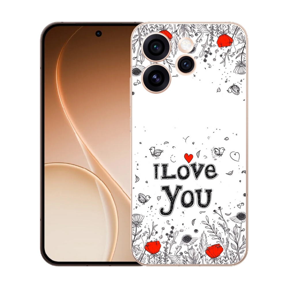 mmCase gél tok az Oppo Reno 15 Pro 5G-hez – „I love you” fehér háttérrel