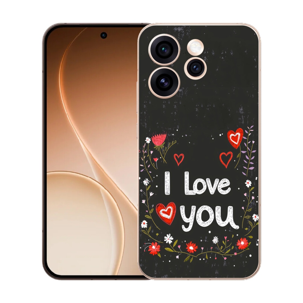 mmCase gél tok az Oppo Reno 15 Pro 5G-hez – „I love you” fekete háttérrel