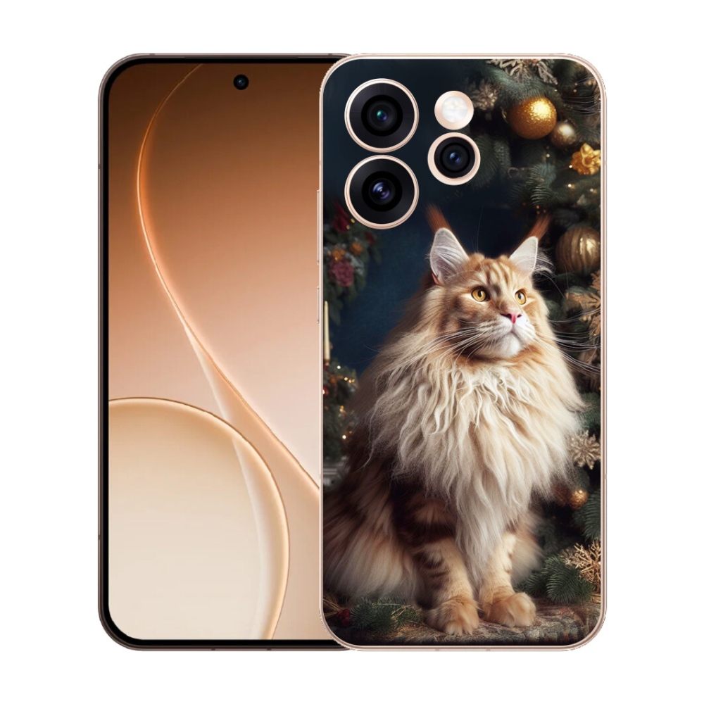 mmCase gél tok az Oppo Reno 15 Pro 5G-hez – macska a karácsonyfa mellett