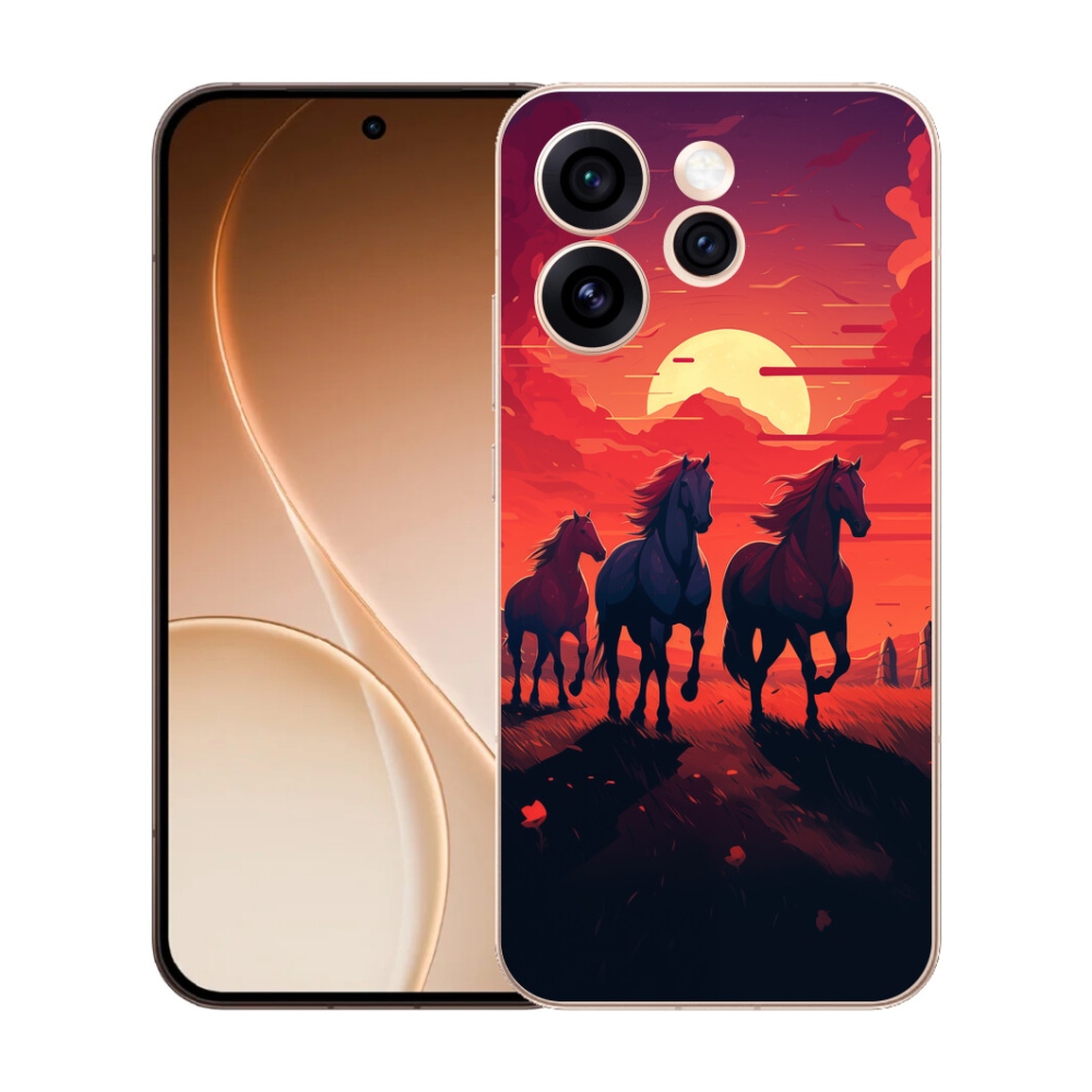 mmCase gél tok az Oppo Reno 15 Pro 5G-hez – lovak és naplemente