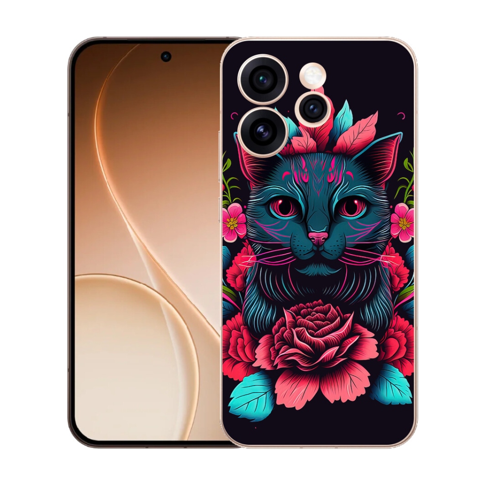 mmCase gél tok az Oppo Reno 15 Pro 5G-hez – virágok és macska