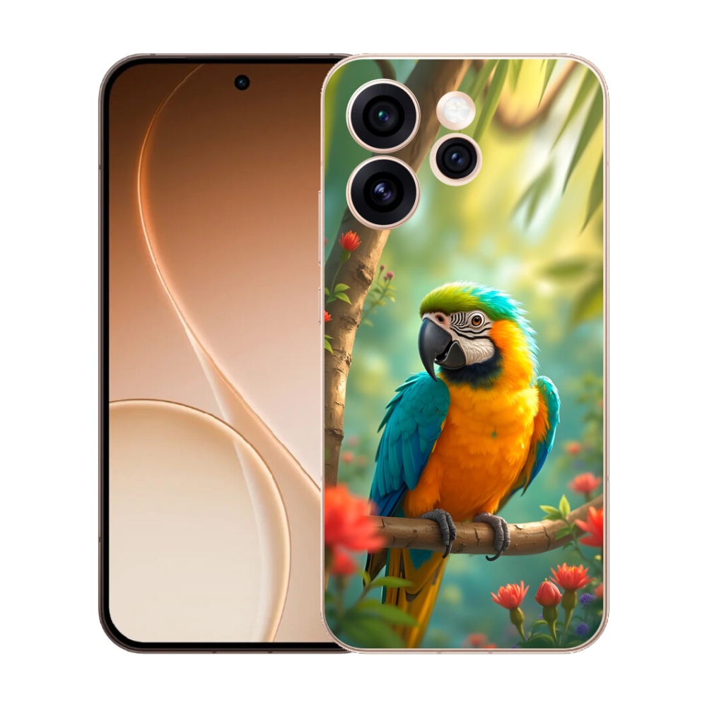 mmCase gél tok az Oppo Reno 15 Pro 5G-hez – kék-sárga ara papagáj