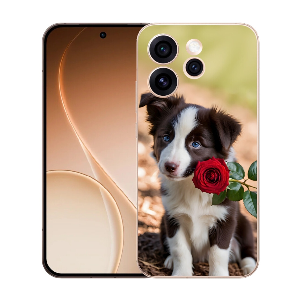 mmCase gél tok az Oppo Reno 15 Pro 5G-hez – aranyos border collie rózsával