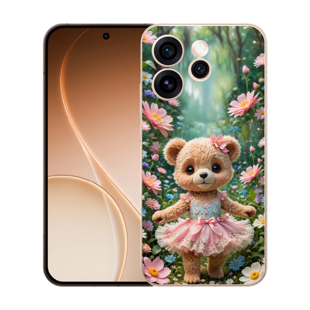 mmCase gél tok az Oppo Reno 15 Pro 5G-hez – aranyos mackó virágok között