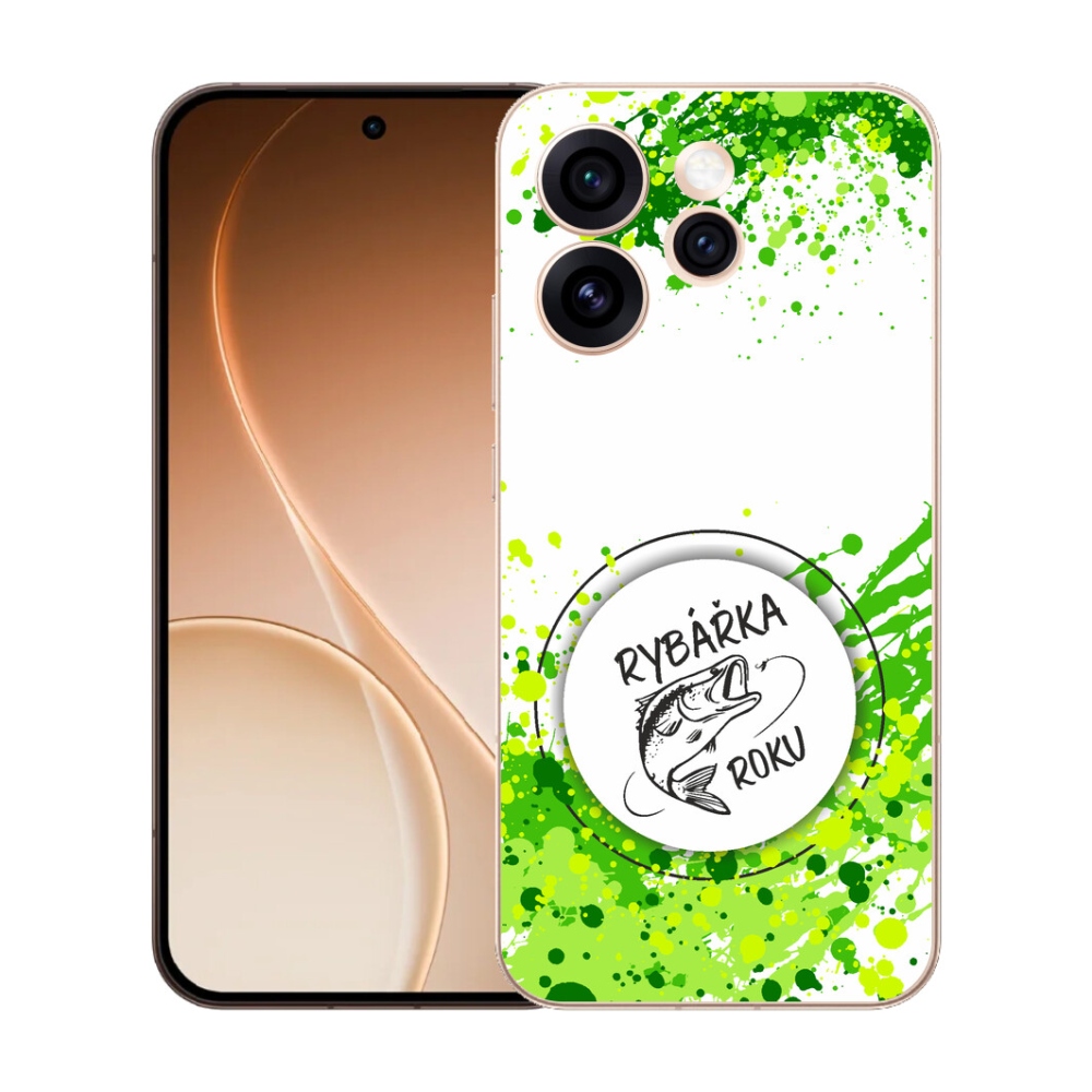 mmCase géltok az Oppo Reno 15 Pro 5G-hez – „Az év horgásznője” fehér háttérrel