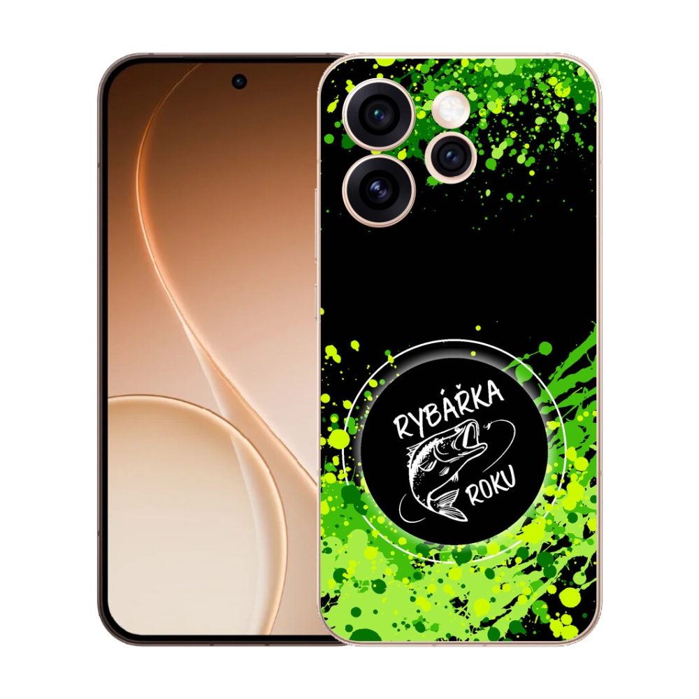 mmCase gél tok az Oppo Reno 15 Pro 5G-hez – „Az év horgásznője” fekete háttérrel