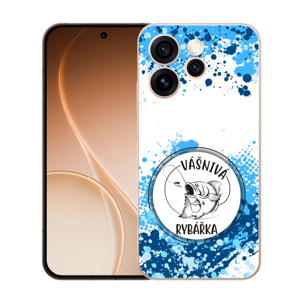 mmCase gél tok az Oppo Reno 15 Pro 5G-hez – szenvedélyes horgász, fehér háttérrel