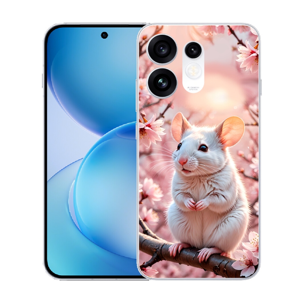 mmCase gél tok az Oppo Reno 16 5G-hez – fehér egér egy ágon