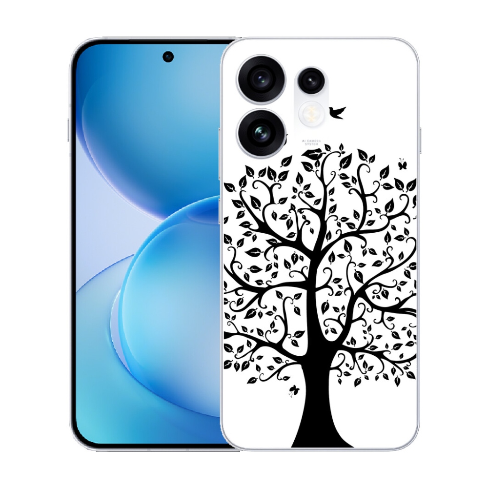 mmCase gélhuzat az Oppo Reno 16 5G-hez – fekete-fehér fa