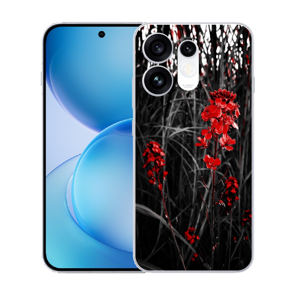 mmCase gélhuzat az Oppo Reno 16 5G-hez – vörös növényminta