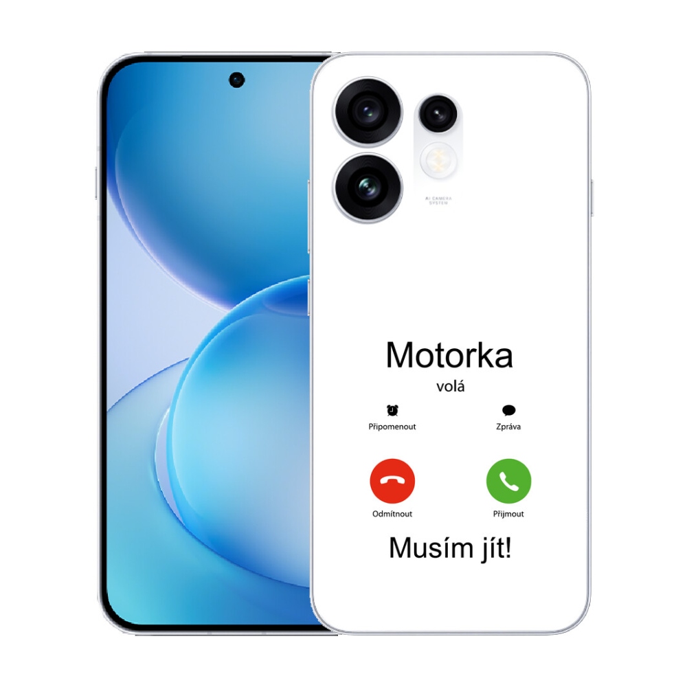 mmCase gél tok az Oppo Reno 16 5G-hez – „A motor hív” fehér háttérrel