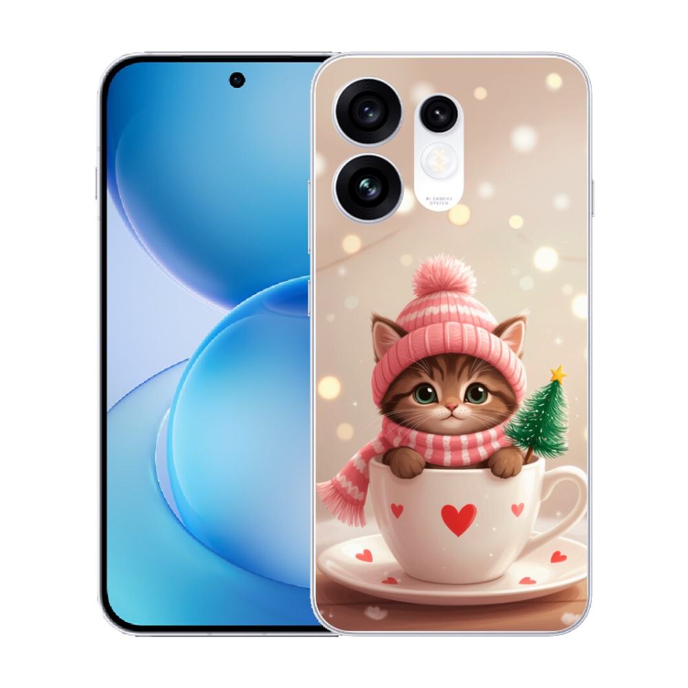 mmCase gél tok az Oppo Reno 16 5G-hez – karácsonyi cica csészében