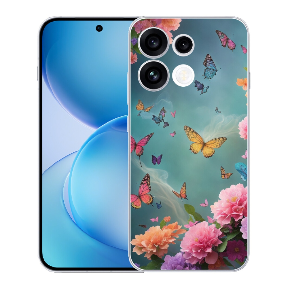mmCase gél tok az Oppo Reno 16 FS 5G-hez – színes virágok és pillangók