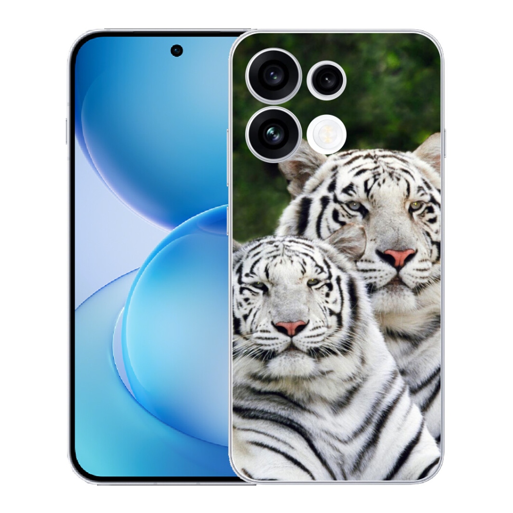 mmCase gélhuzat az Oppo Reno 16 FS 5G-hez – fehér tigrisek