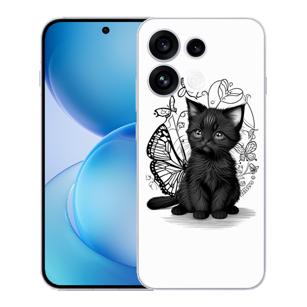 mmCase gél tok az Oppo Reno 16 FS 5G-hez – fekete cica
