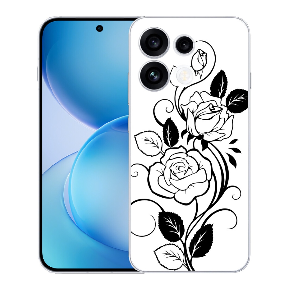 mmCase géltok az Oppo Reno 16 FS 5G-hez – fekete-fehér rózsa