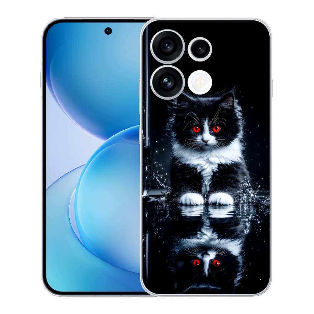 mmCase gél tok az Oppo Reno 16 FS 5G-hez – fekete-fehér cica
