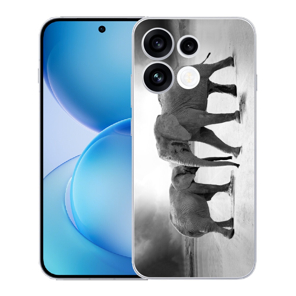 mmCase géltok az Oppo Reno 16 FS 5G-hez – fekete-fehér elefántok