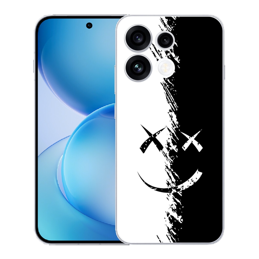 mmCase gél tok az Oppo Reno 16 FS 5G-hez – fekete-fehér mosolygós arc