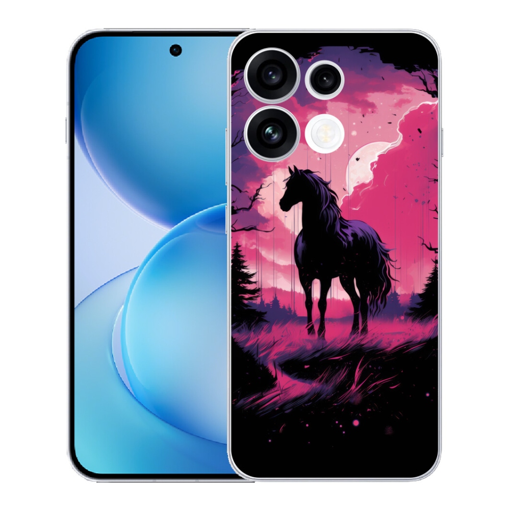 mmCase gél tok az Oppo Reno 16 FS 5G-hez – fekete rajzolt ló 1