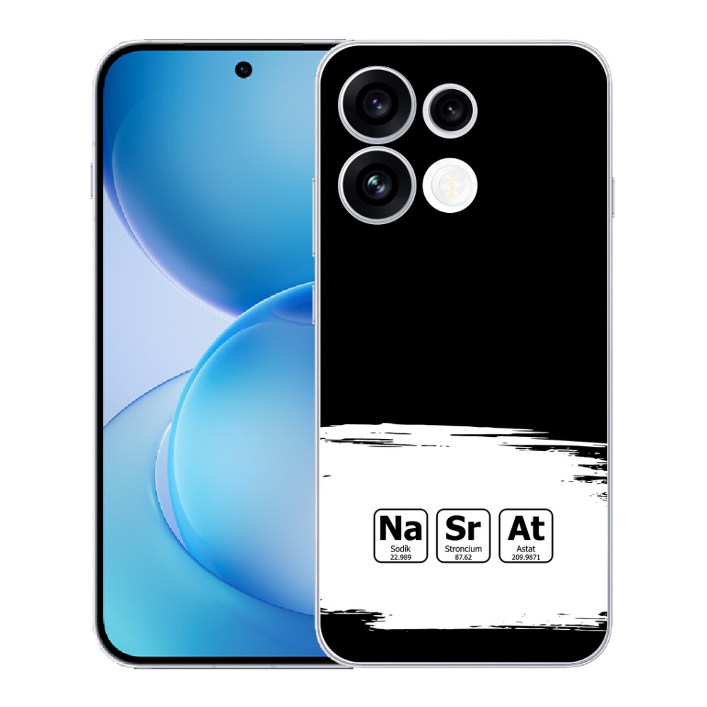 mmCase gél tok az Oppo Reno 16 FS 5G-hez – kémiai elemek fehér-fekete háttérrel