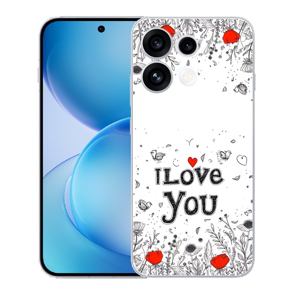 mmCase géltok az Oppo Reno 16 FS 5G-hez – „I love you” fehér háttérrel