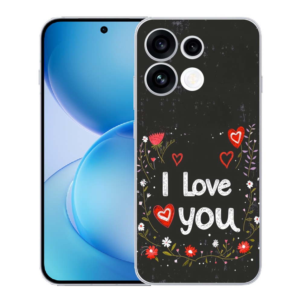 mmCase géltok az Oppo Reno 16 FS 5G-hez – „I love you” fekete háttérrel