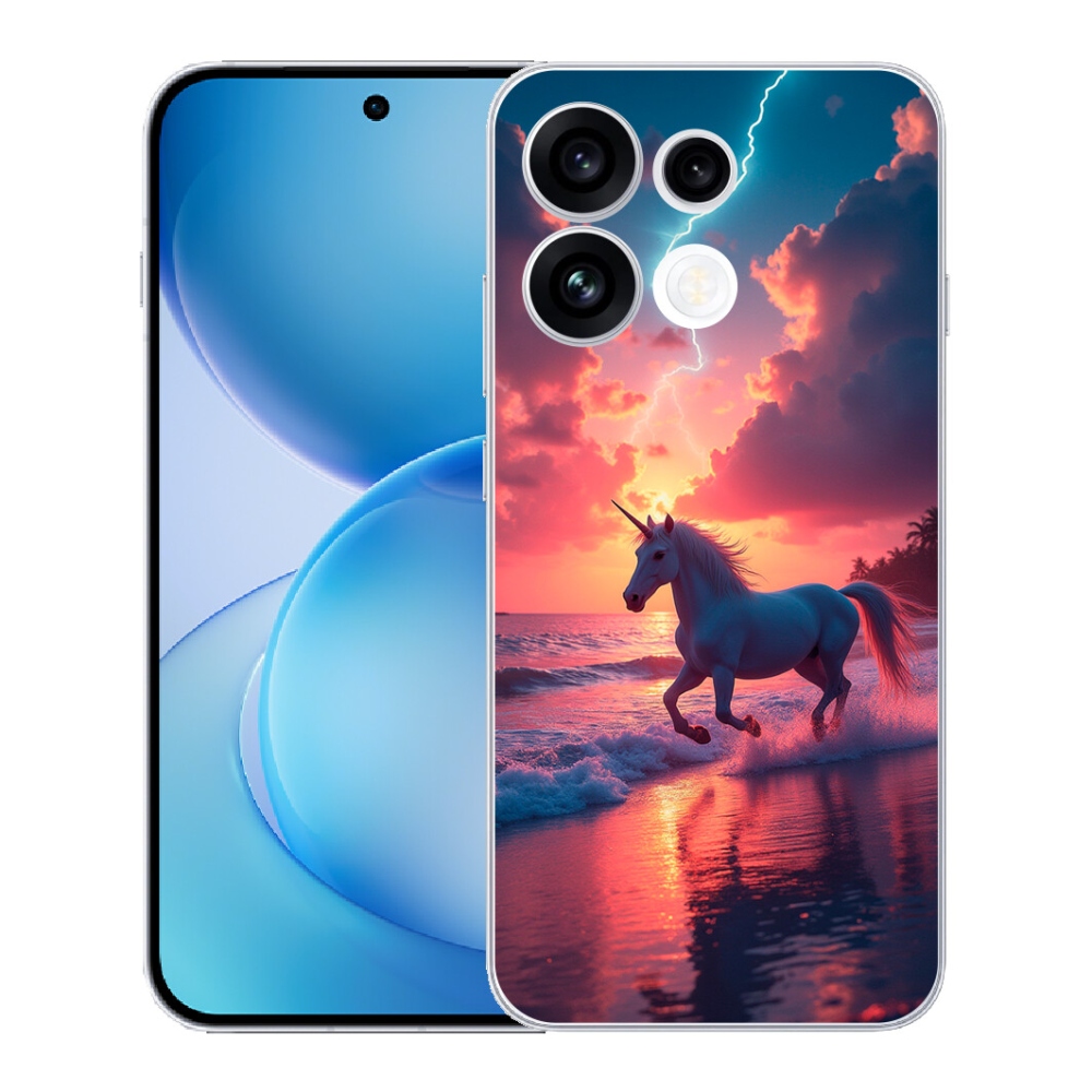 mmCase gél tok az Oppo Reno 16 FS 5G-hez – egyszarvú a tengerparton