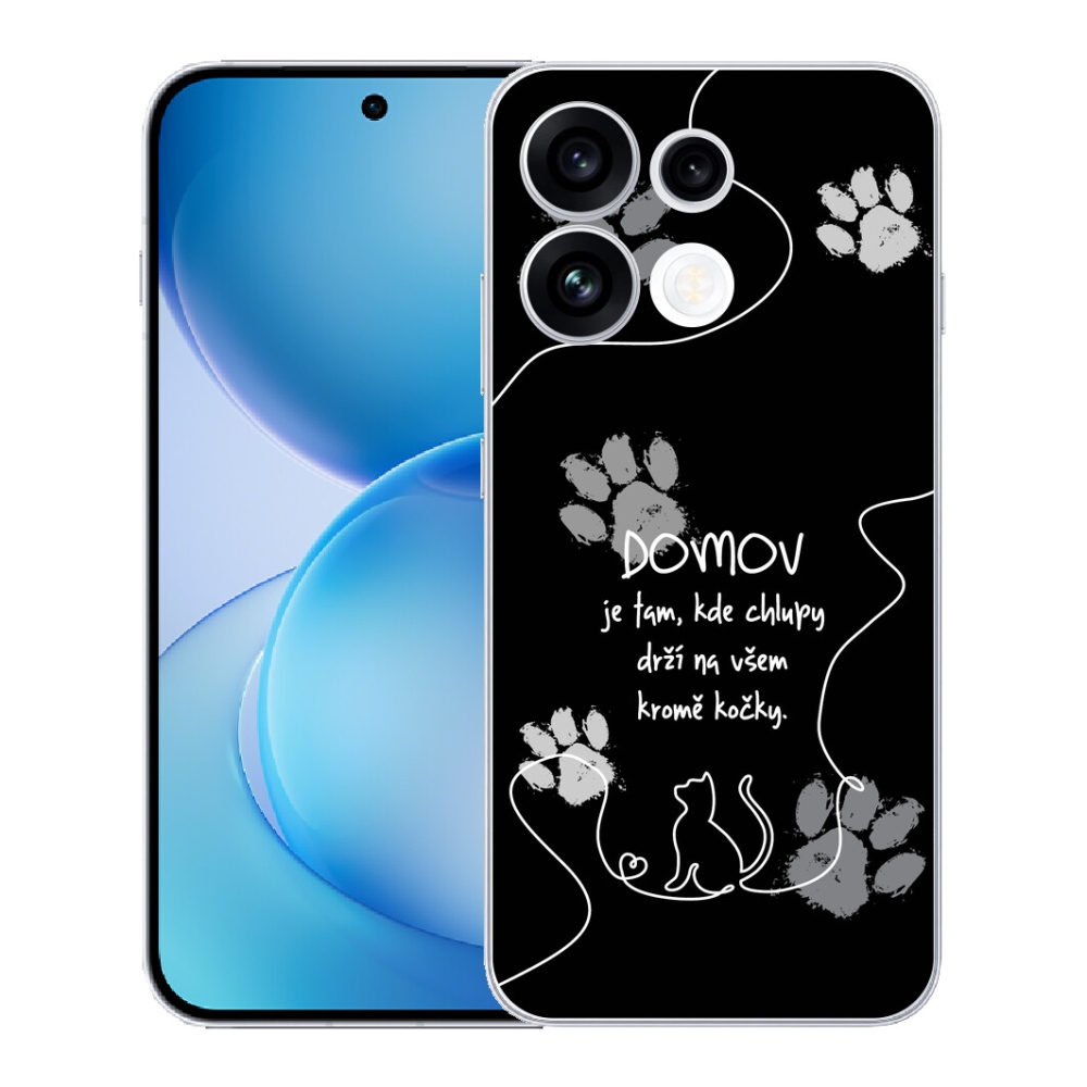 mmCase géltok az Oppo Reno 16 FS 5G-hez – macskás motívum, fekete háttér