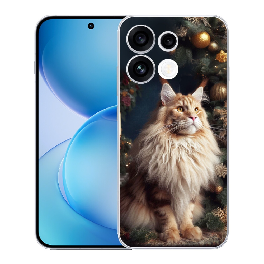mmCase gél tok az Oppo Reno 16 FS 5G-hez – macska a karácsonyfa mellett