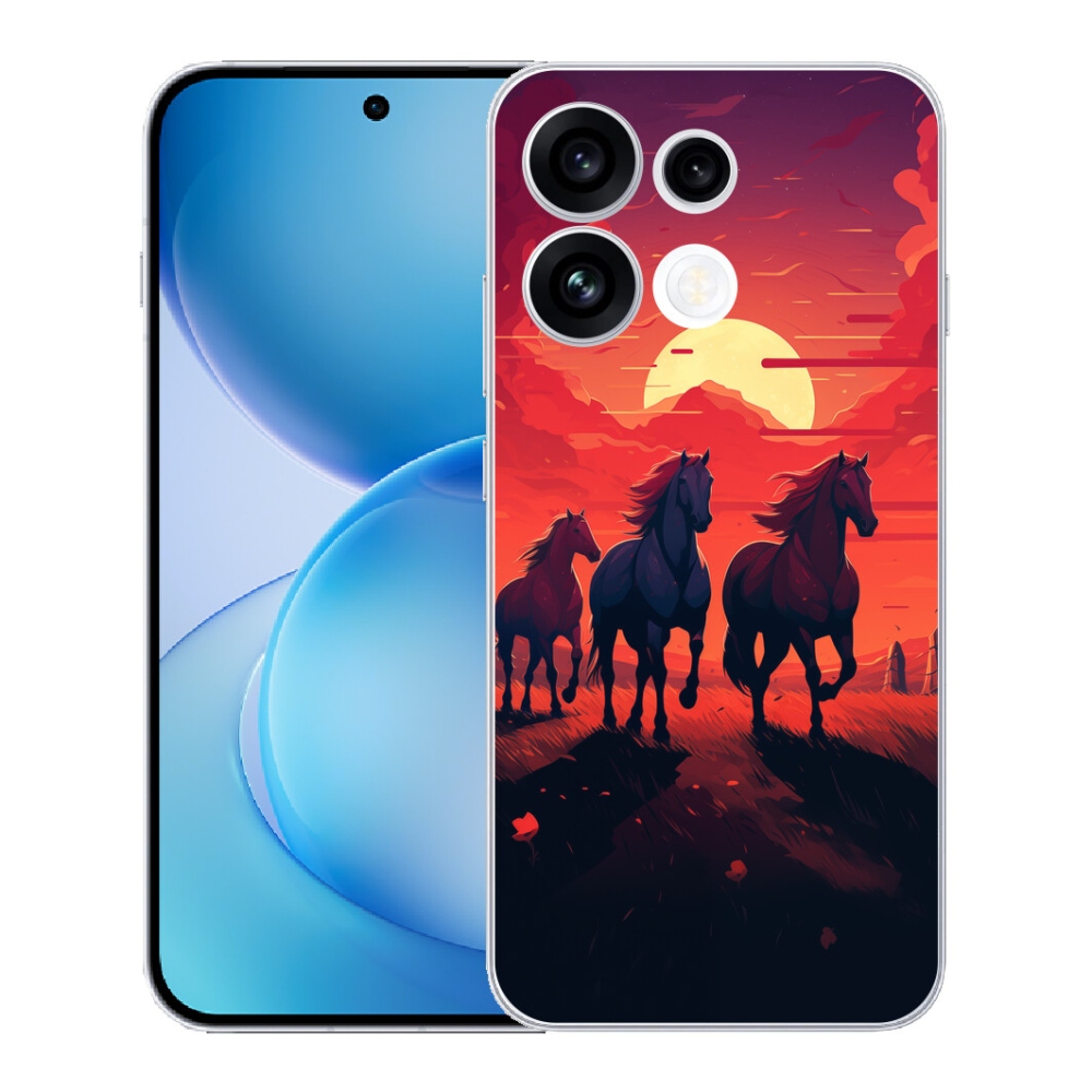 mmCase géltok az Oppo Reno 16 FS 5G-hez – lovak és naplemente
