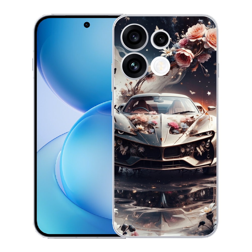 mmCase gél tok az Oppo Reno 16 FS 5G-hez – virágos sportautó