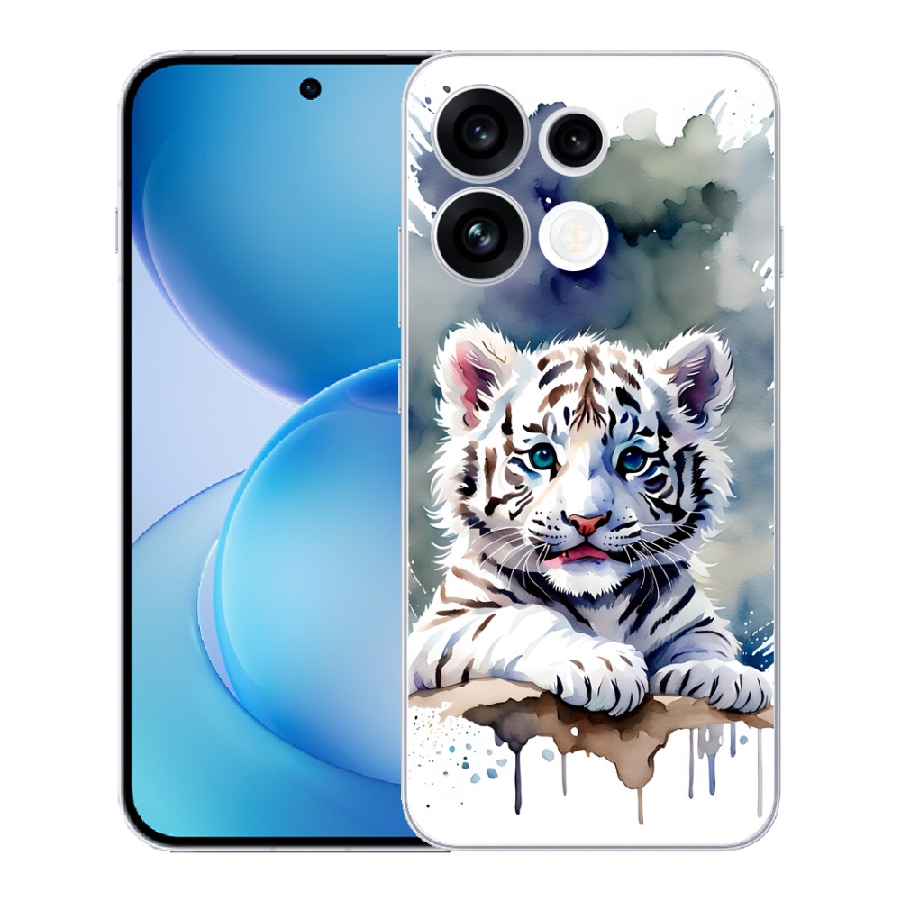 mmCase gélhuzat az Oppo Reno 16 FS 5G-hez – fehér tigriskölyök