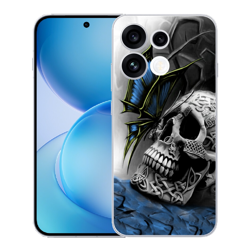 mmCase gélhuzat az Oppo Reno 16 FS 5G-hez – pillangó és koponya