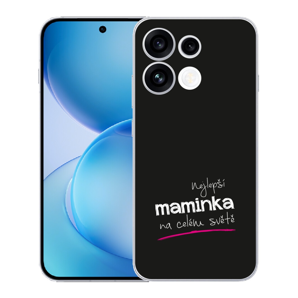 mmCase géltok az Oppo Reno 16 FS 5G-hez – „A legjobb anyuka” felirattal, fekete háttérrel