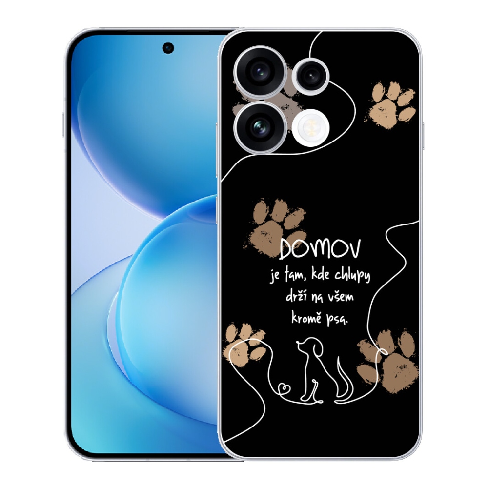 mmCase géltok az Oppo Reno 16 FS 5G-hez – kutyás motívum, fekete háttér