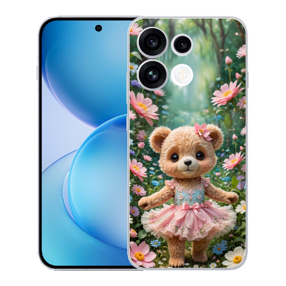 mmCase gél tok az Oppo Reno 16 FS 5G-hez – aranyos mackó virágok között