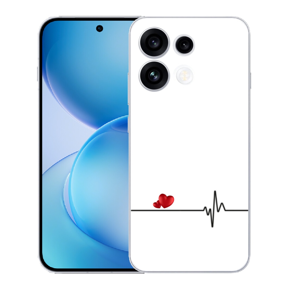 mmCase géltok az Oppo Reno 16 FS 5G-hez – szív és pulzus fehér háttérrel