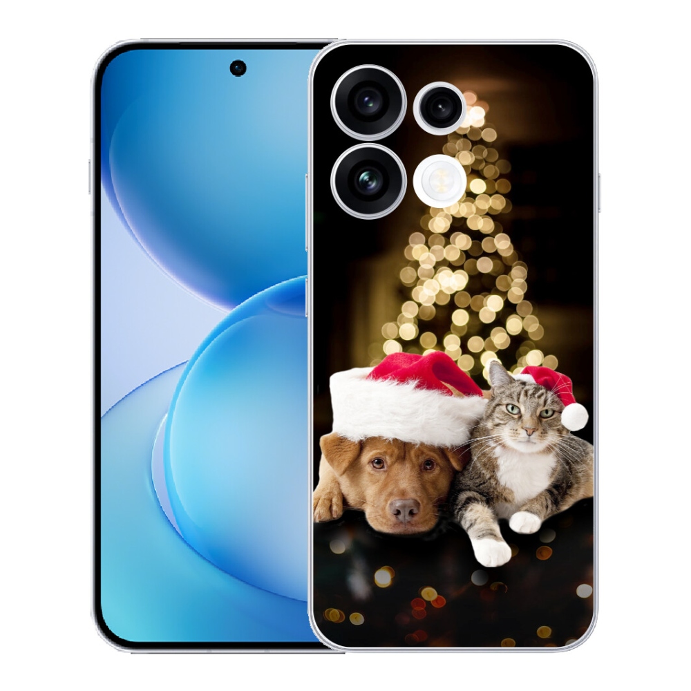 mmCase gél tok az Oppo Reno 16 FS 5G-hez – karácsonyi kutya és macska