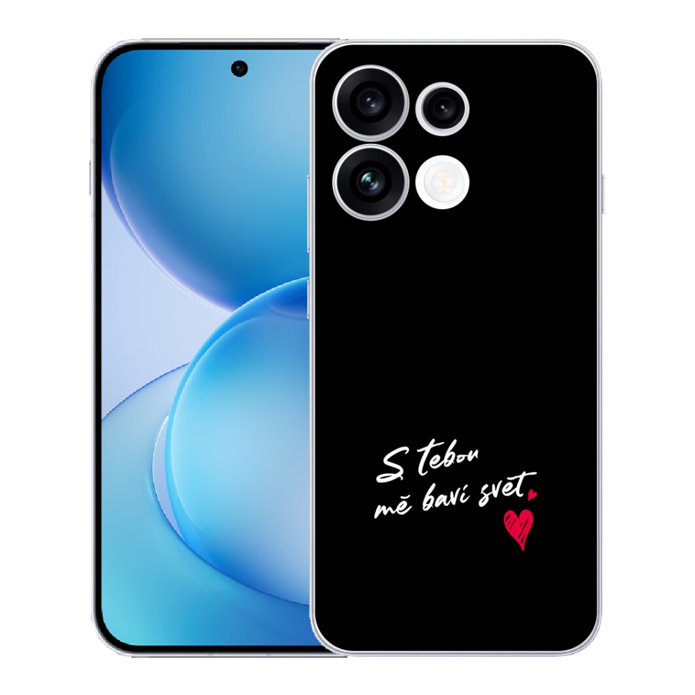 mmCase gél tok az Oppo Reno 16 FS 5G-hez – „Szerelmes” felirat 1, fekete háttérrel
