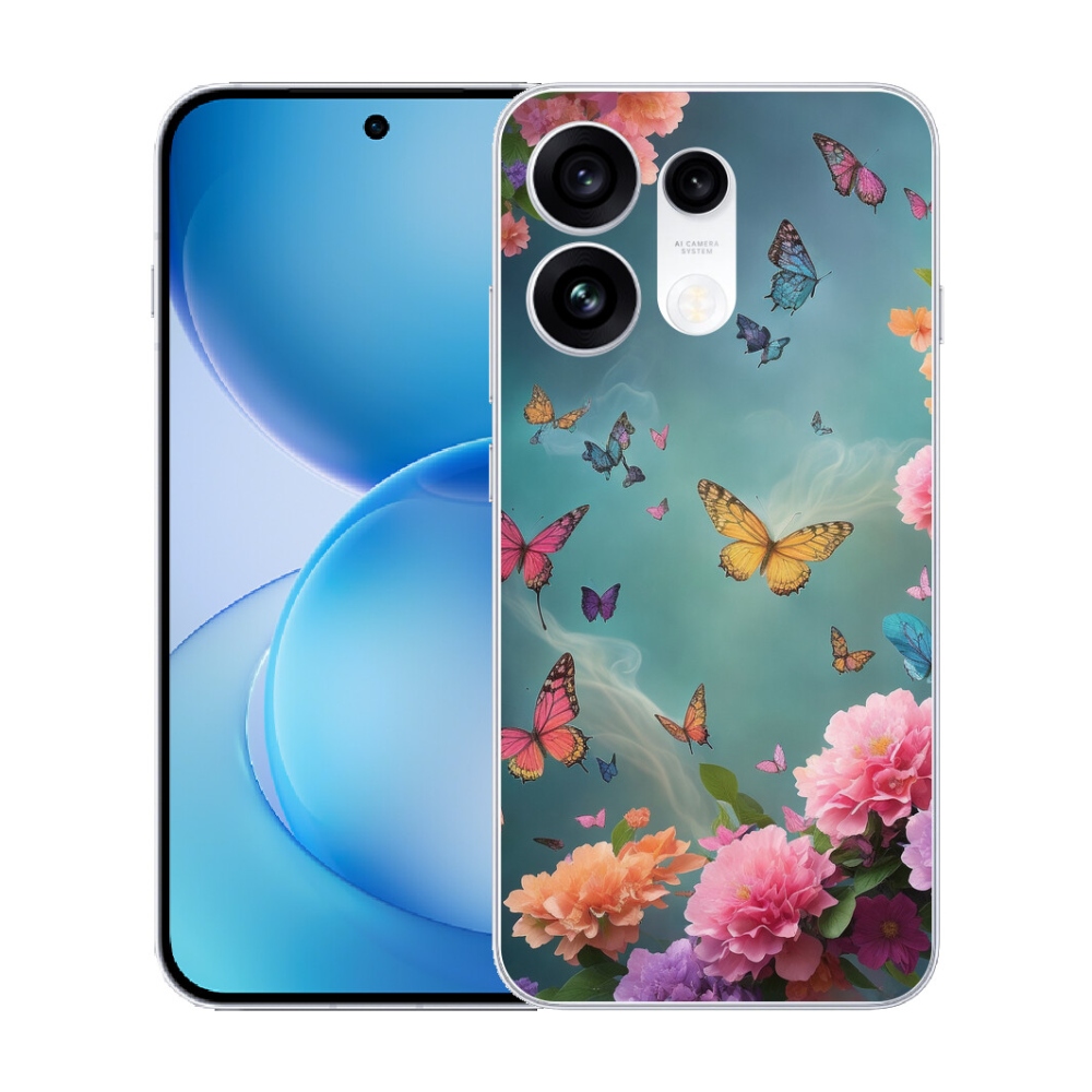 mmCase gél tok az Oppo Reno 16 Pro 5G-hez – színes virágok és pillangók