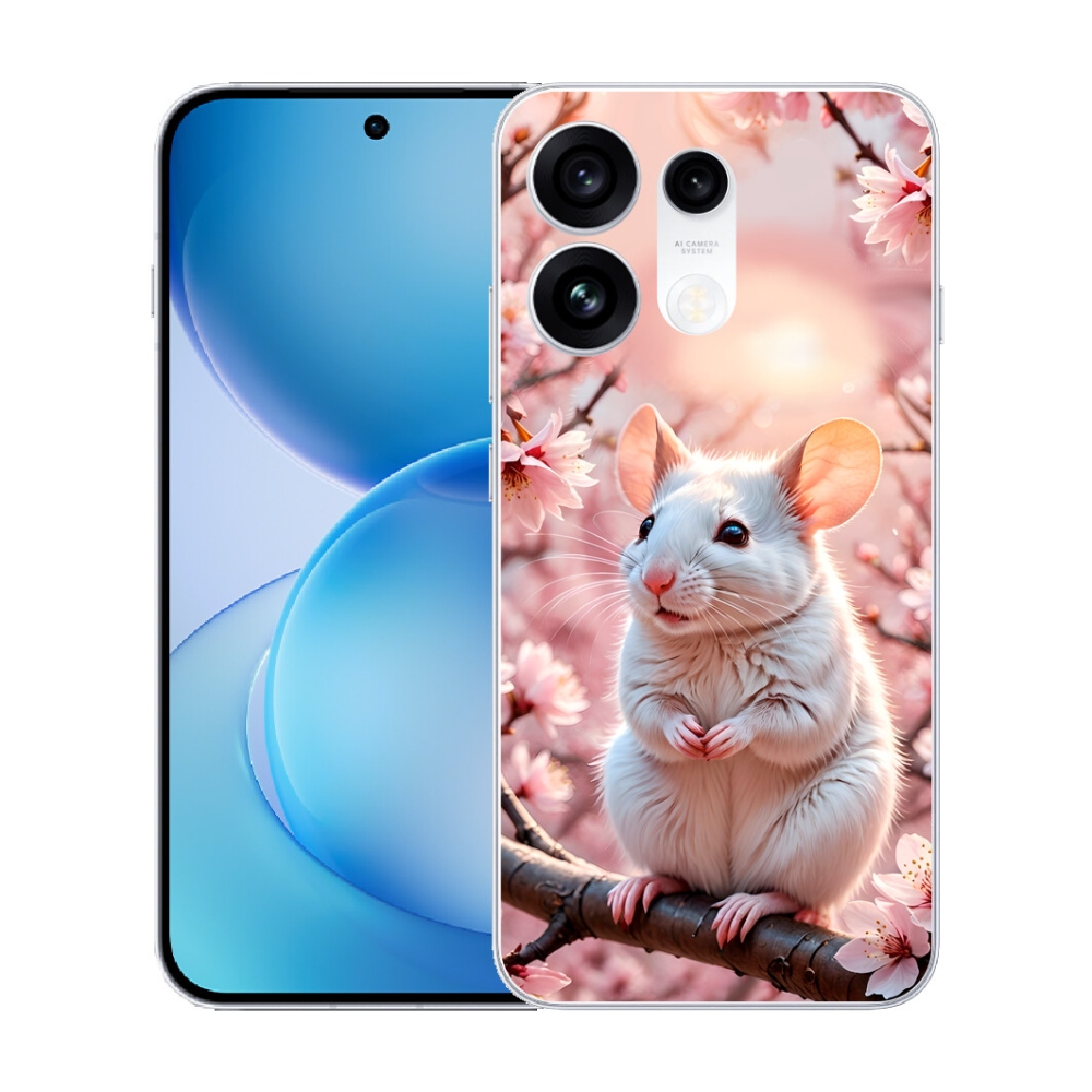 mmCase gél tok az Oppo Reno 16 Pro 5G-hez – fehér egér egy ágon