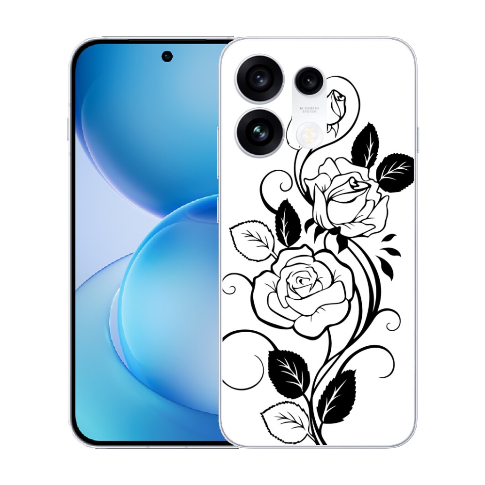 mmCase gél tok az Oppo Reno 16 Pro 5G-hez – fekete-fehér rózsa