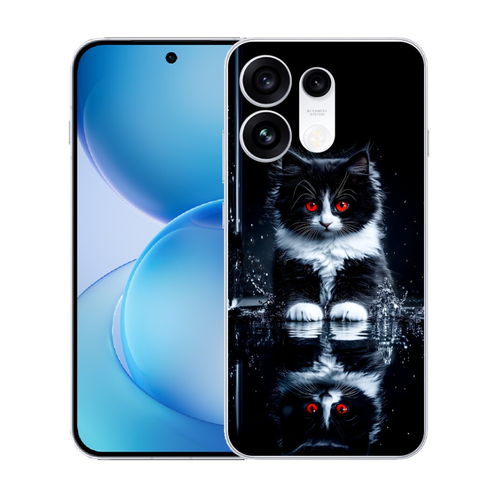 mmCase gél tok az Oppo Reno 16 Pro 5G-hez – fekete-fehér cica