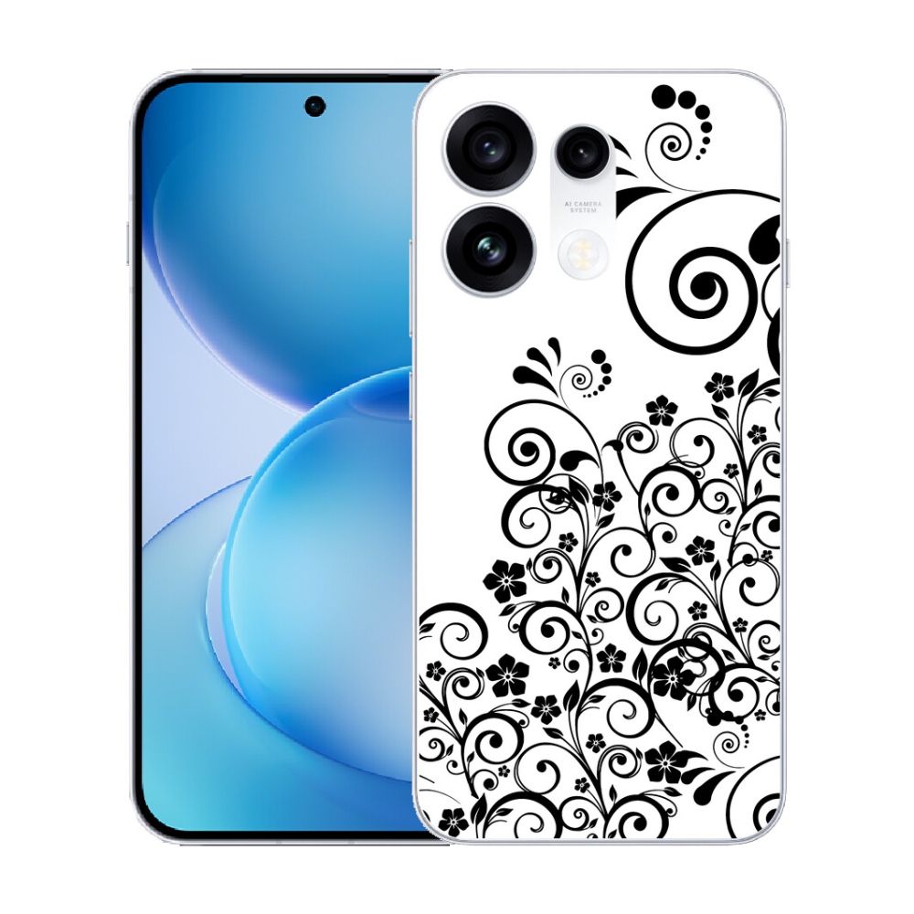mmCase gél tok az Oppo Reno 16 Pro 5G-hez – fekete-fehér virágminták