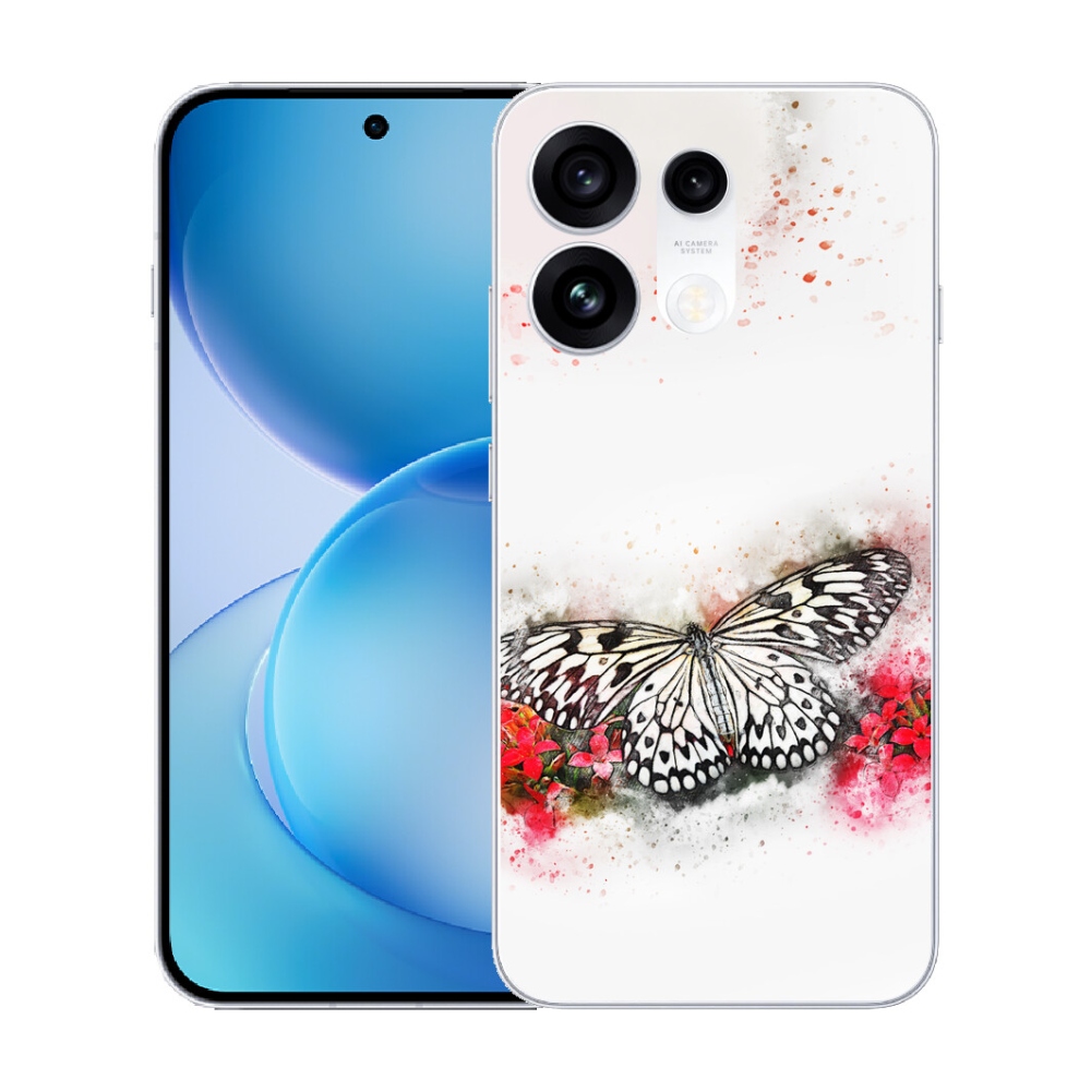 mmCase gél tok az Oppo Reno 16 Pro 5G-hez – fekete-fehér pillangó