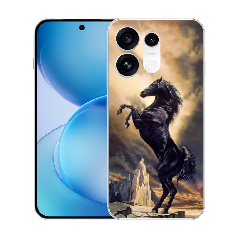 mmCase gél tok az Oppo Reno 16 Pro 5G-hez – fekete rajzolt ló