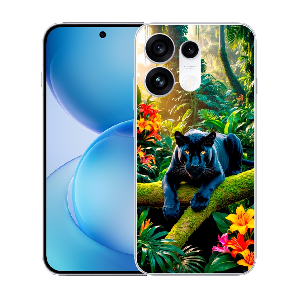 mmCase gél tok az Oppo Reno 16 Pro 5G-hez – fekete párduc a dzsungelben
